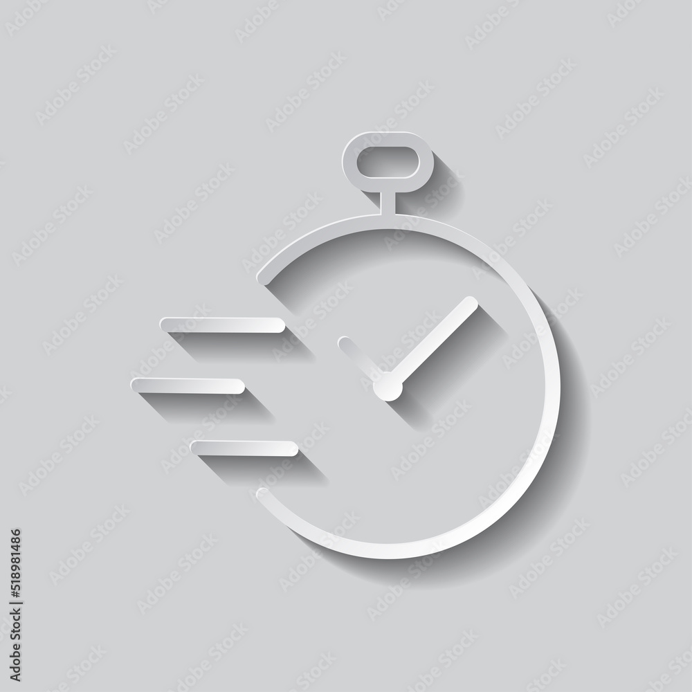 Aufkleber clock simple icon vector. flat design. paper style with shadow. gray background.ai