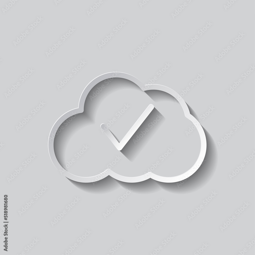 Poster confirm, cloud simple icon vector. flat design. paper style with shadow. gray background.ai