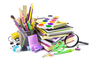 School supplies isolated on a white background