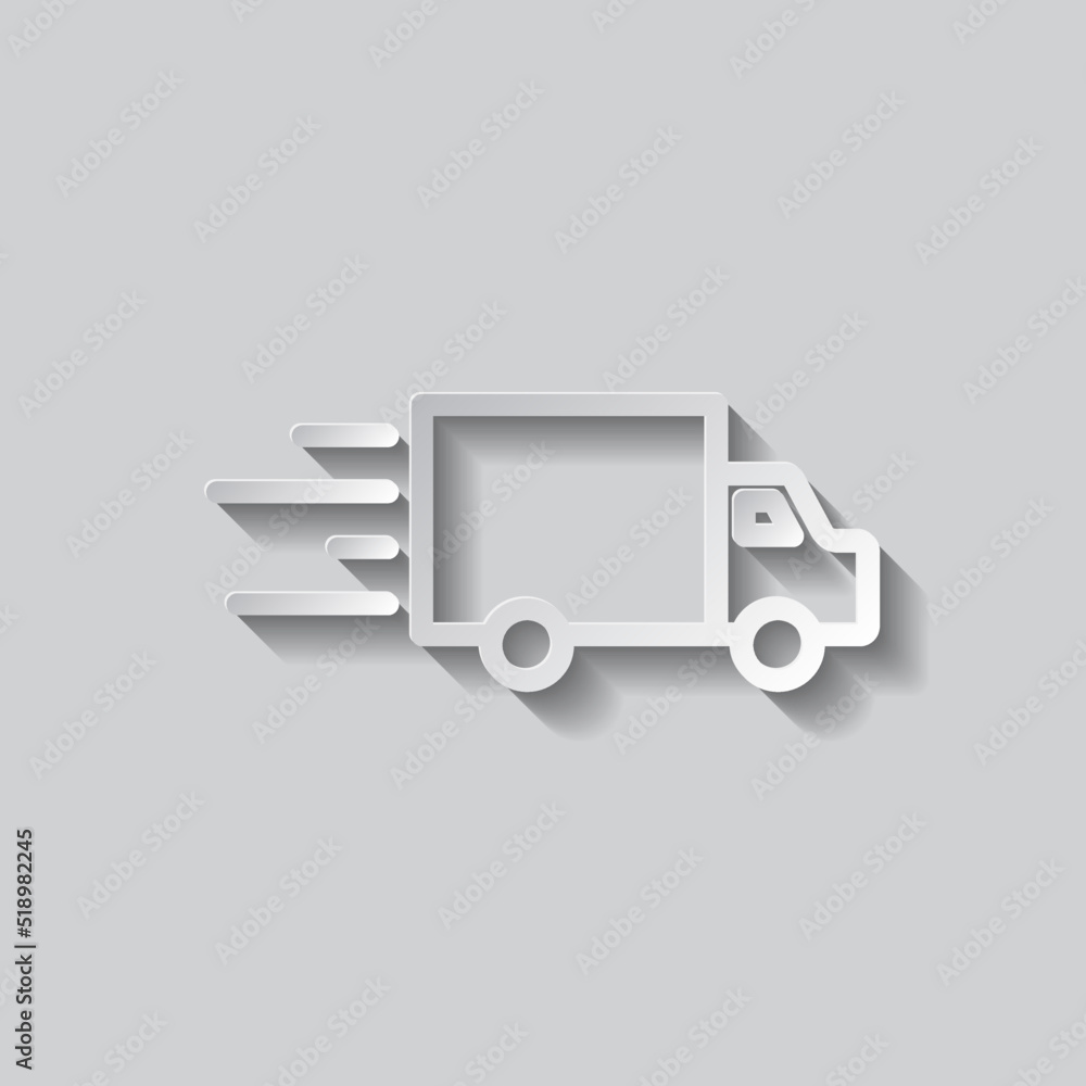 Poster fast delivery simple icon vector. flat design. paper style with shadow. gray background.ai