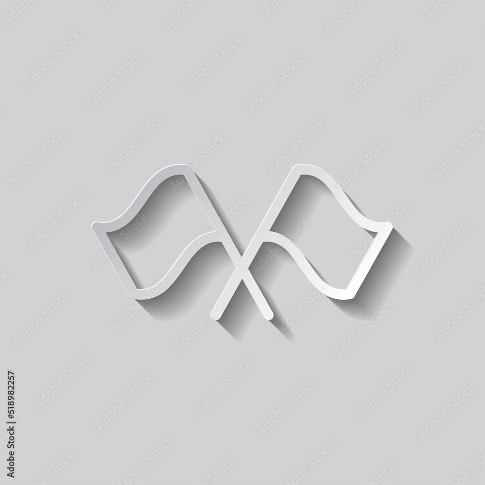 Poster finish simple icon vector. flat design. paper style with shadow. gray background.ai