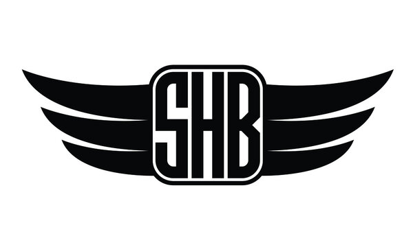 SHB three Letter wing minimalist creative concept icon eagle symbol professional logo design, Vector template