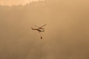 Fototapeta na wymiar Rescue firefighter helicopter