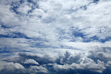 Stratus and cumulonimbus clouds. Dense layer sky pattern. Skies landscape in summer. Spindrift...