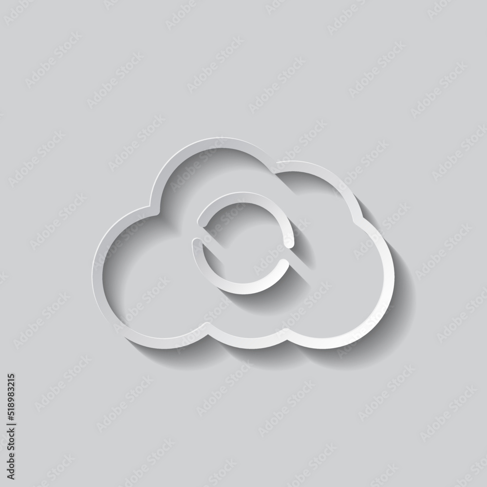 Poster loading, cloud simple icon vector. flat design. paper style with shadow. gray background.ai