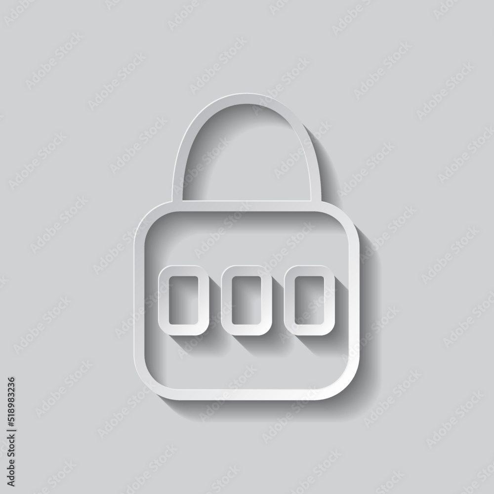 Poster lock icon vector flat design. paper style with shadow. gray background.ai