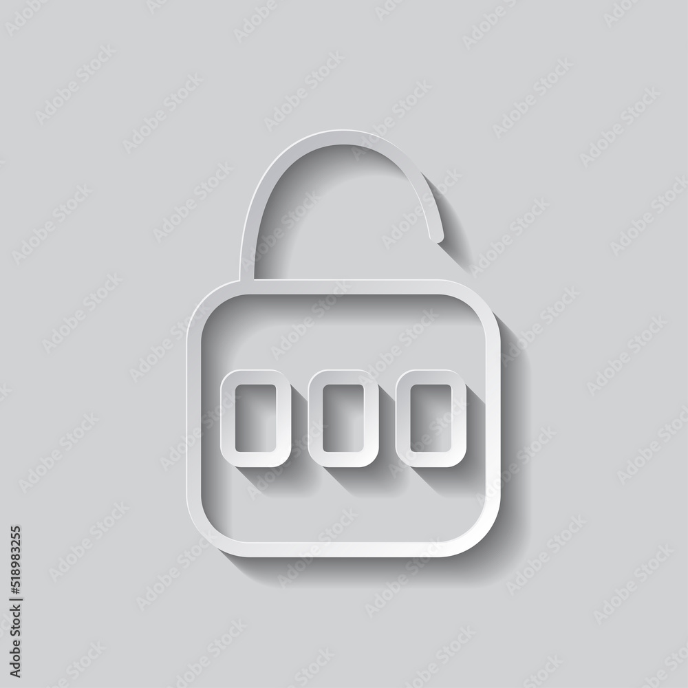 Aufkleber lock simple icon vector. flat design. paper style with shadow. gray background.ai