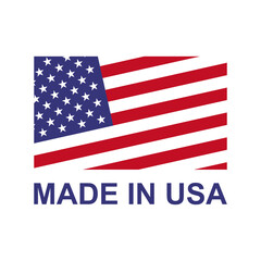 Made in USA label. Product manufactured in the United States of America icon patriotic signs. American quality business and national theme. Americans banners templates. Vector illustration