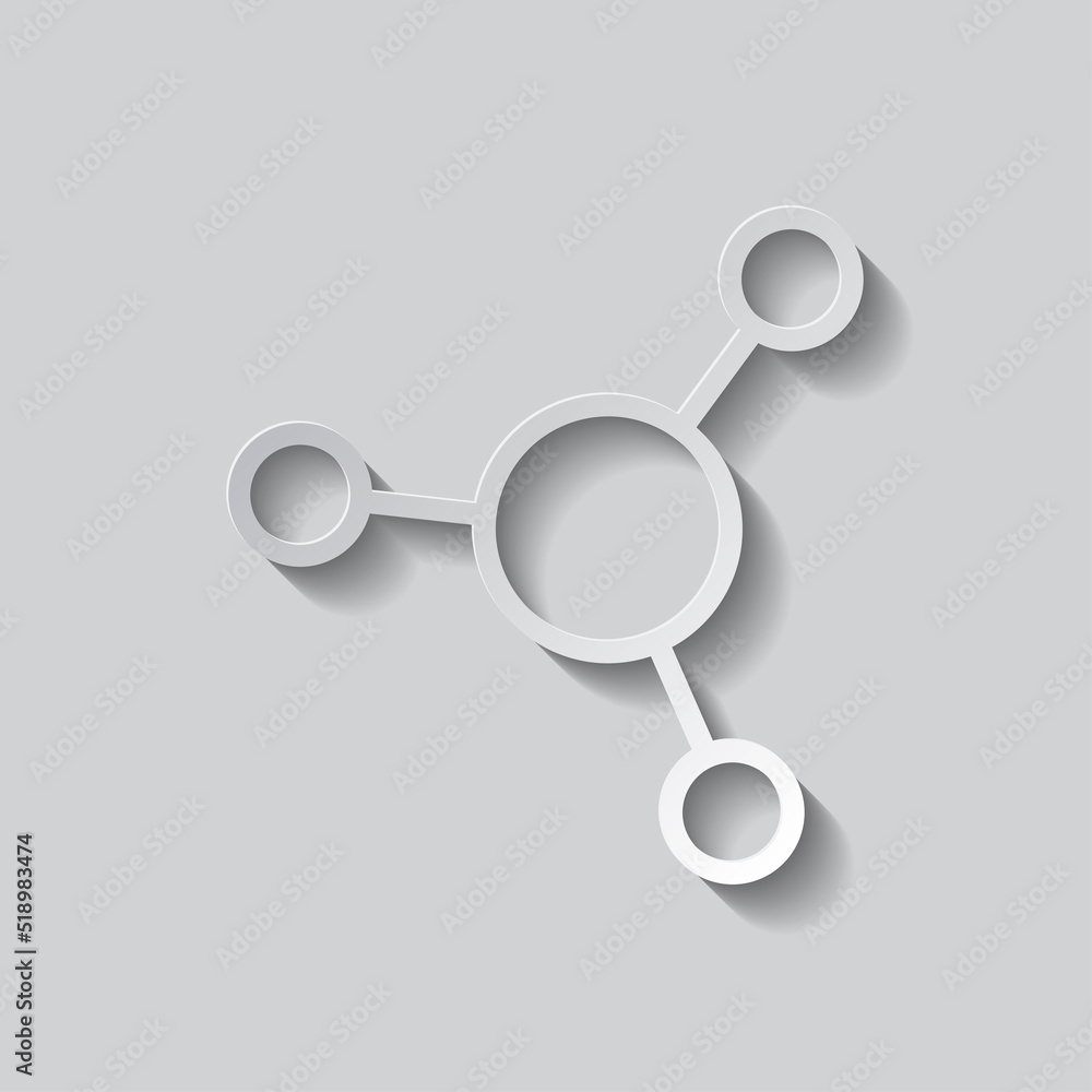 Poster molecule simple icon vector. paper style with shadow. gray background.ai