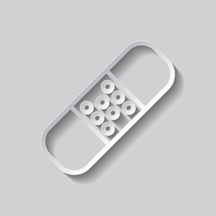 Medical plaster simple icon vector. Flat design. Paper style with shadow. Gray background.ai