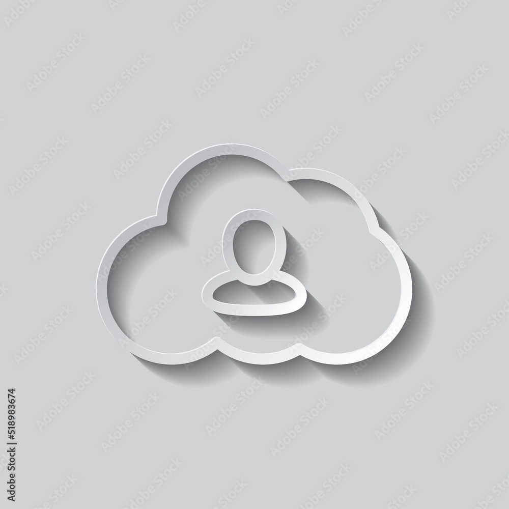Poster profile, cloud simple icon vector. flat design. paper style with shadow. gray background.ai