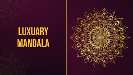 Modern luxury golden Islamic mandala template. Vector background with gradient color pattern Arabic style.