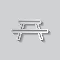 Picnic, camping table simple icon vector. Flat design. Paper style with shadow. Gray background.ai