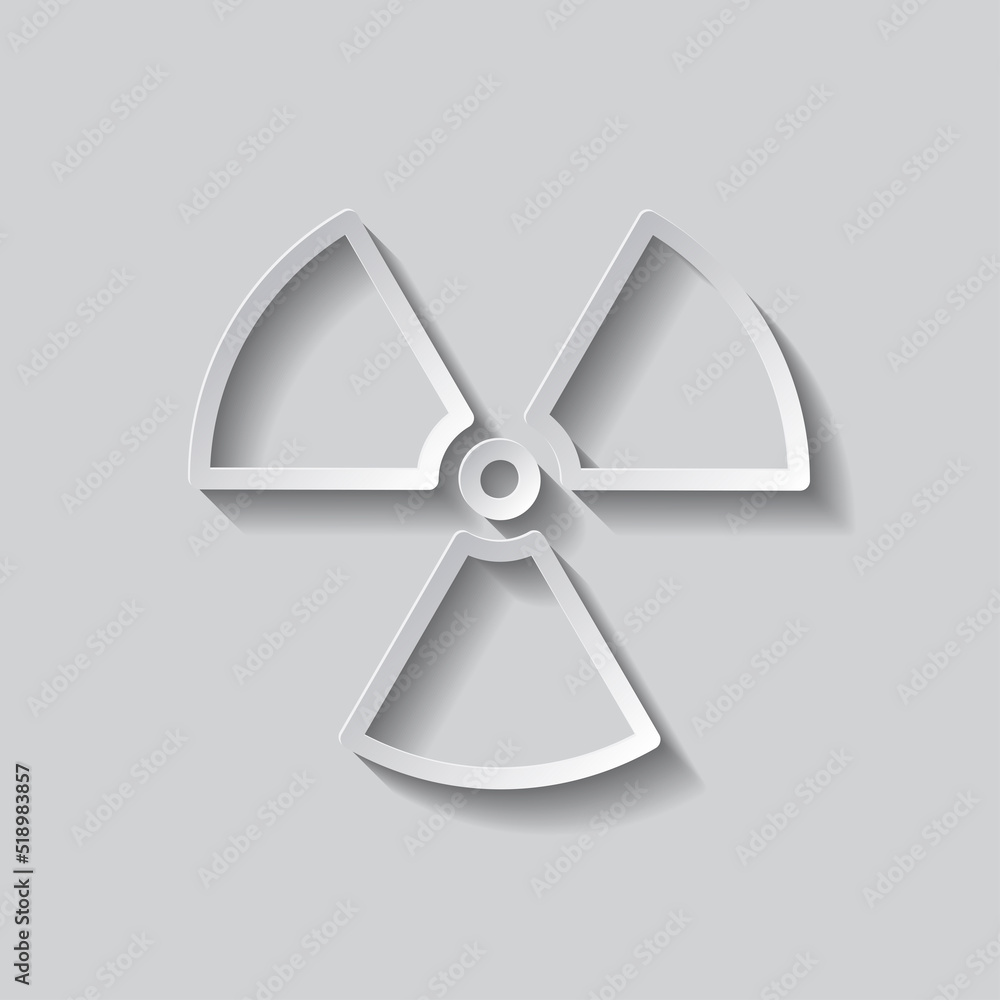 Poster radiation simple icon vector. flat design. paper style with shadow. gray background.ai