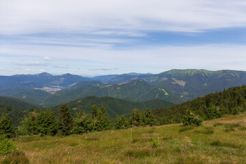 Summer Slovak Mountain Great Fatra, Velka Fatra, peaks Nova Hola (1361 m) and Zvolen (1403 m), views from them, Slovakia © Kajano