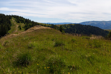 Summer Slovak Mountain Great Fatra, Velka Fatra, peaks Nova Hola (1361 m) and Zvolen (1403 m), views from them, Slovakia