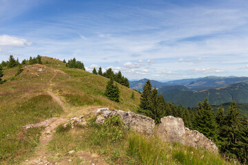 Summer Slovak Mountain Great Fatra, Velka Fatra, peaks Nova Hola (1361 m) and Zvolen (1403 m), views from them, Slovakia © Kajano