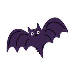Bat. Halloween cartoon bat. Vector illustration isolated on white background.