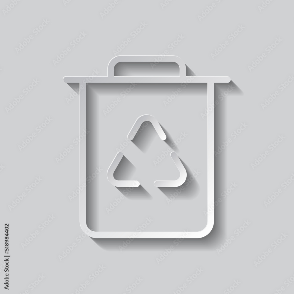 Poster trash simple icon, vector. flat design. paper style with shadow. gray background.ai