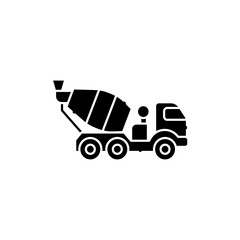 Concrete truck sign olor line icon. Road construction.