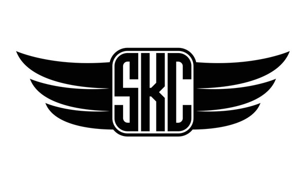 SKC three Letter wing minimalist creative concept icon eagle symbol professional logo design, Vector template