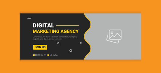Digital marketing agency business social media facebook cover design template and web banner template - obrazy, fototapety, plakaty