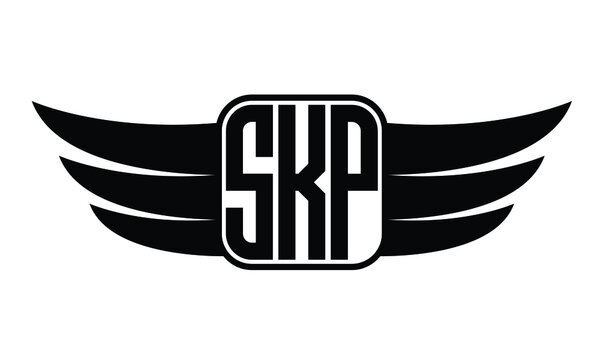 SKP three Letter wing minimalist creative concept icon eagle symbol professional logo design, Vector template