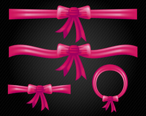 Collection of Pink Ribbon Vector Design Illustration