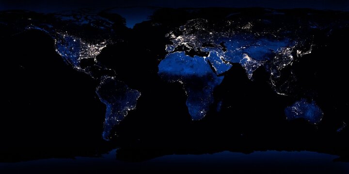 Clear shot of every parcel of Earth&rsquo;s land surface and islands in nighttime view in visible light. A composite of images taken throughout April 18th - October 23rd, 2012. 