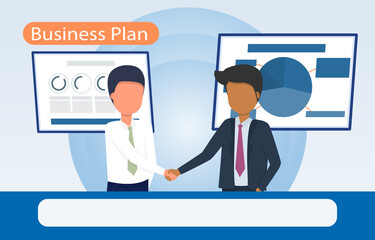 Business concept, businessmen cooperate in business planning, management and development of the company. Make an agreement. EPS10 vector illustration.