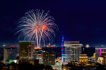 Giant celebration fireworks over the Boise Idaho skyline