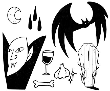 Vampire sketches - Illustrated black & white elements