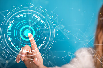 Neural network 3D illustration. Big data and cybersecurity