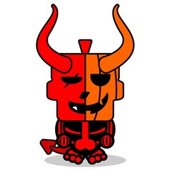 vector cartoon cute mascot skull pumpkin devil red character