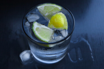 Cold glass of water with lime