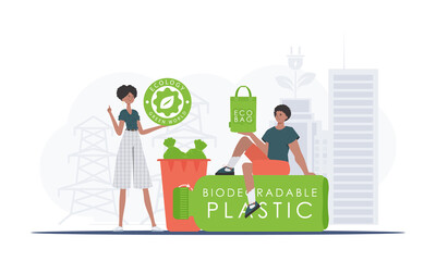 The concept of ecology and care for the environment. ECO team. Fashion trend vector illustration.