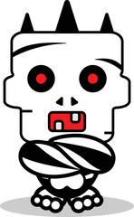 cartoon cute halloween skull autumn mascot character cool