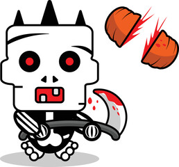 cartoon cute halloween skull mascot character autumn grimy pumpkin cutter