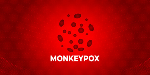 Symptoms or precautions. Monkey Pox virus outbreak pandemic design with microscopic view background. Vector Illustration. Monkeypox virus banner for awareness and alert against disease spread.