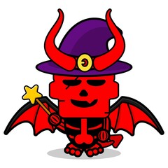 vector cartoon red devil mascot character cute skull witch