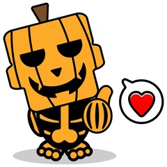 vector cartoon pumpkin mascot character halloween skull cute love thumbs up