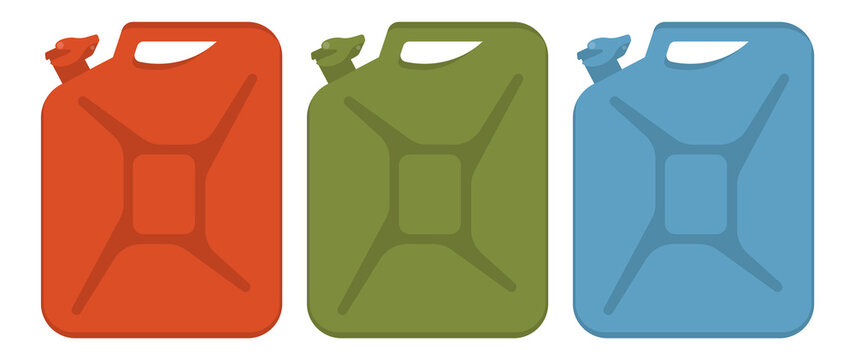 Set of colorful fuel canister. Vector illustration.