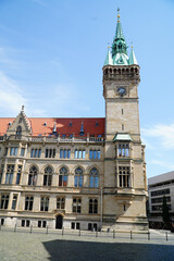 Historic town hall of Braunschweig, Lower Saxony, Germany. The tower and the neo-Gothic building were built between 1894 and 1900.