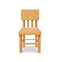 Realistic Detailed 3d Retro Wood Chair. Vector