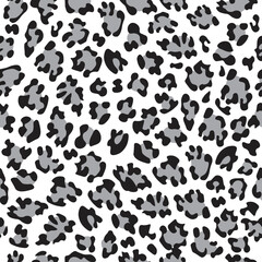 Fototapeta na wymiar Leopard seamless pattern wild animal print vector african camouflage black and gray on white background