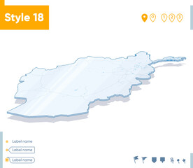 - 3d map on white background with water and roads. Vector map with shadow.