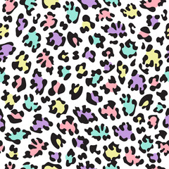 Leopard seamless pattern wild animal print vector african camouflage pastel and black on gray and white background