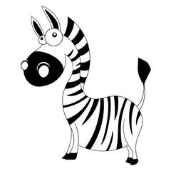 Fototapeta na wymiar Cute cartoon zebra on white background isolated vector illustration.