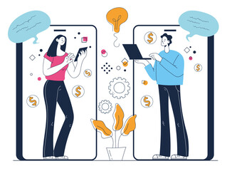 Business support consulting financial advice start up development investor management isolated concept. Vector cartoon design element illustration