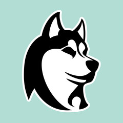 Cute husky as sticker for web design. Portrait of a beautiful husky for your logo, icons or signs. Lovely puppy as sticker for design applications, clothes, websites or social network communication.  © Hanna